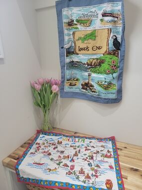 Land's End Coastal Map Wall Hanging & Sicily Map Cloth